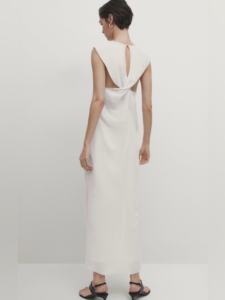Massimo Dutti Twisted Back White Dress